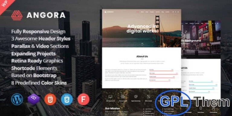 Angora – Responsive One Page Parallax WordPress Theme Angora is a stylish and modern one-page WordPress theme designed with the powerful Bootstrap framework. Perfect for creative professionals, agencies, startups, and multipurpose business websites, Angora helps you build an impressive online presence with ease.