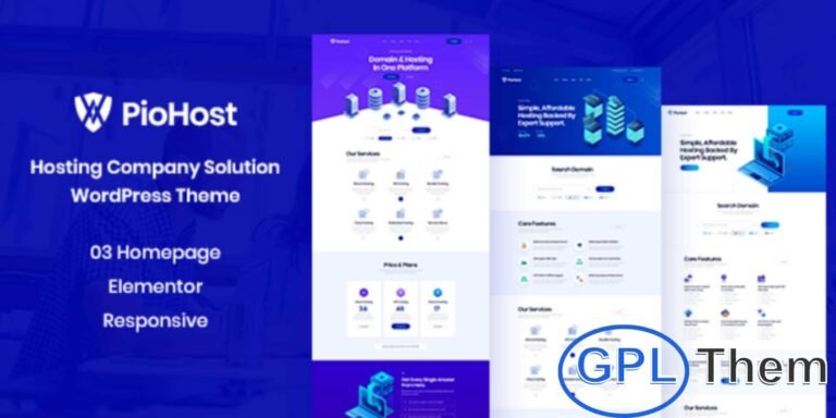 Piohost – Domain & Web Hosting WordPress Theme Piohost is a clean, modern, and fully responsive WordPress theme designed for web hosting companies, creative agencies, tech businesses, and product websites.