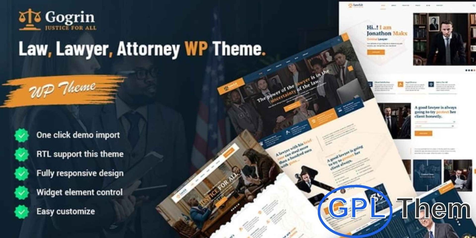 Gogrin – Law, Lawyer, & Attorney WordPress Theme Gogrin – Law, Lawyer & Attorney WordPress Theme Gogrin is a modern and professional WordPress theme designed for law firms, lawyers, and attorneys. Its sleek design helps legal professionals create a polished online presence for their practice. The theme features a fully responsive layout that adapts seamlessly to desktops, tablets, and mobile devices.