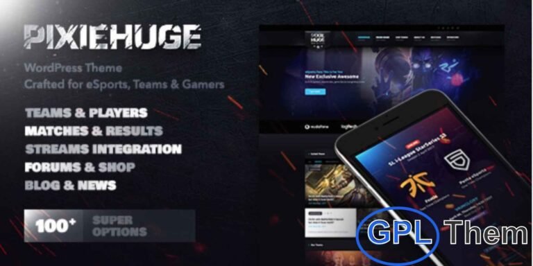 PixieHuge – eSports & Gaming WordPress Theme for Clans & Teams PixieHuge is a premium WordPress theme designed for eSports teams, gaming clans, and professional gaming organizations. Built with the latest industry design standards, it delivers a sleek dark-style layout that appeals to gamers and eSports fans alike.