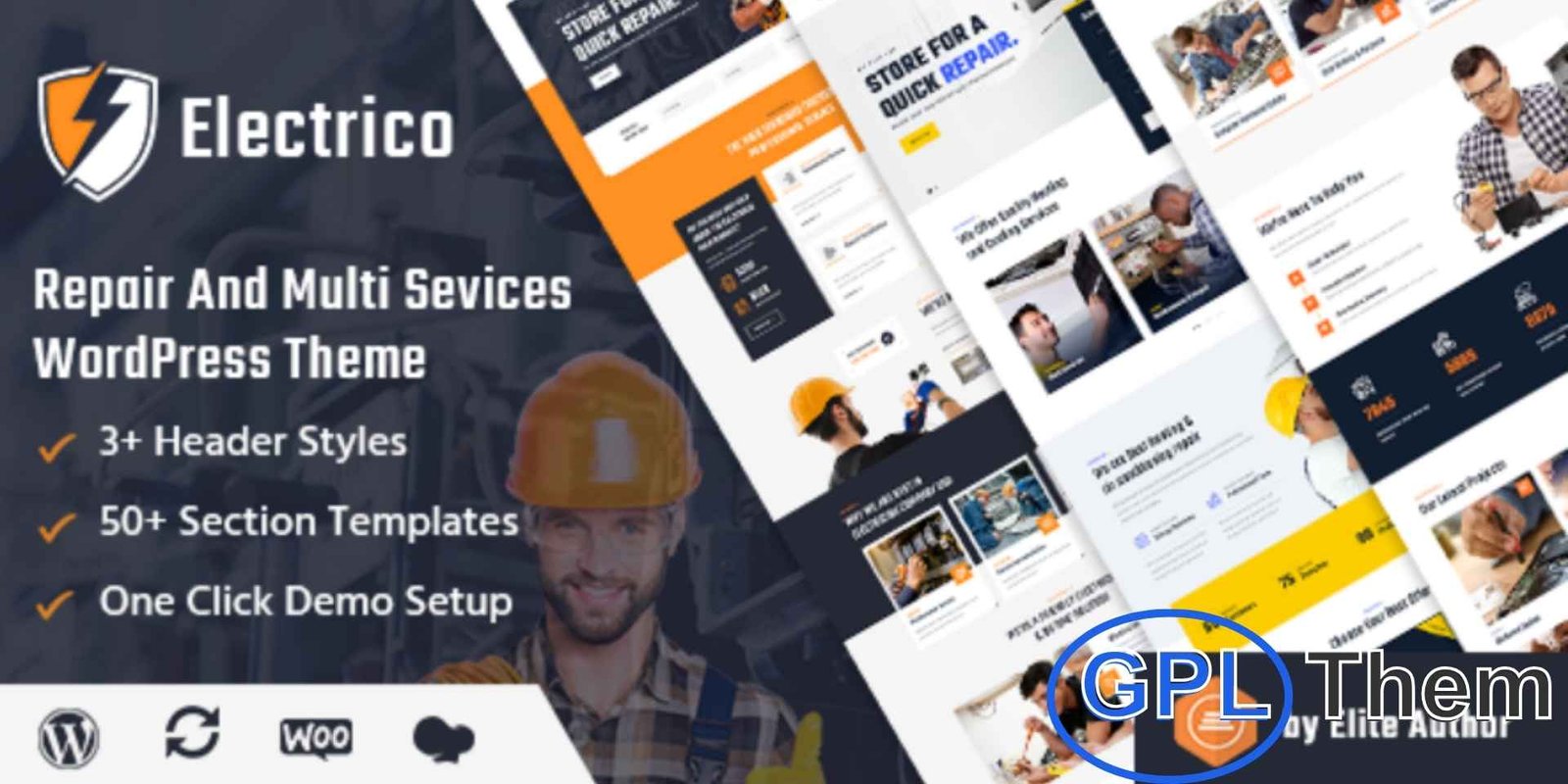 Electrico – Repair and Multi Services WordPress Theme Electrico – Repair & Multi-Services WordPress Theme Electrico is a versatile WordPress theme perfect for repair services and multi-service businesses. Fully responsive and built with HTML5 and CSS3, it features smooth animations, clean and well-organized code, and SEO-friendly structure.