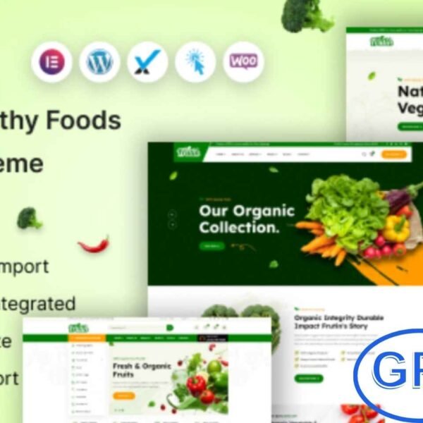 Frutin – Organic & Healthy Food WordPress Theme Frutin is a modern WordPress theme designed for organic and healthy food websites. Its clean, vibrant design is perfect for showcasing fresh farm produce, nutritious recipes, and wellness tips.