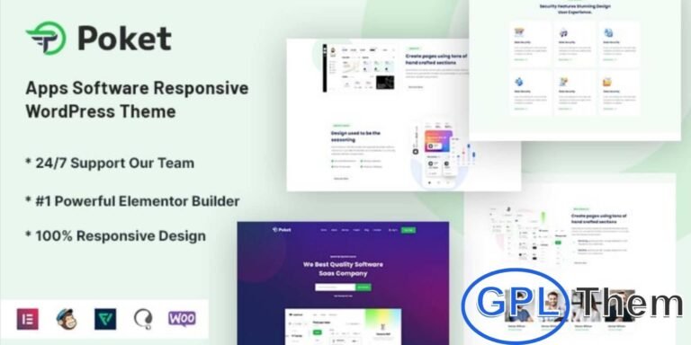 Poket – Apps & Software Responsive WordPress Theme Poket is a modern and fully responsive WordPress Theme designed for apps, software, and technology businesses. Built with Elementor Page Builder and the Bootstrap framework, it offers powerful customization options without any coding knowledge.