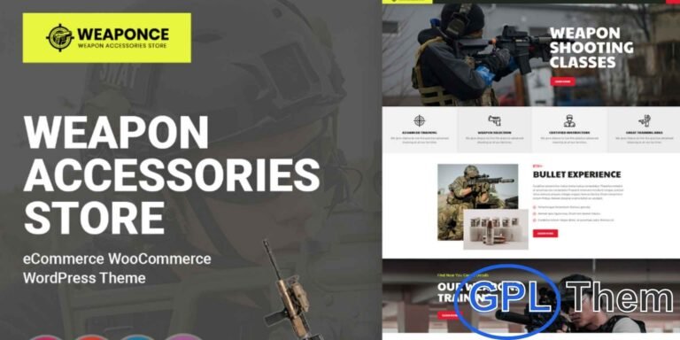Weaponce – Gun Training, Shooting Club & Weapon WooCommerce Theme Weaponce is a specialized WooCommerce WordPress theme designed for gun stores, shooting clubs, and weapon retail businesses. With ample display space, it allows you to showcase a wide range of products, complete with high-resolution images.