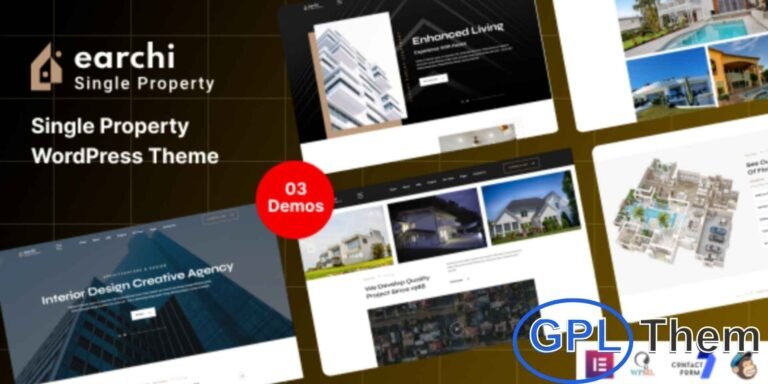Earchi – Real Estate & Single Property WordPress Theme Earchi is a modern and versatile WordPress Theme built for real estate agents, agencies, and single property websites. Designed to showcase properties professionally, it comes with a wide range of features and customization options to create a visually appealing and highly functional website.