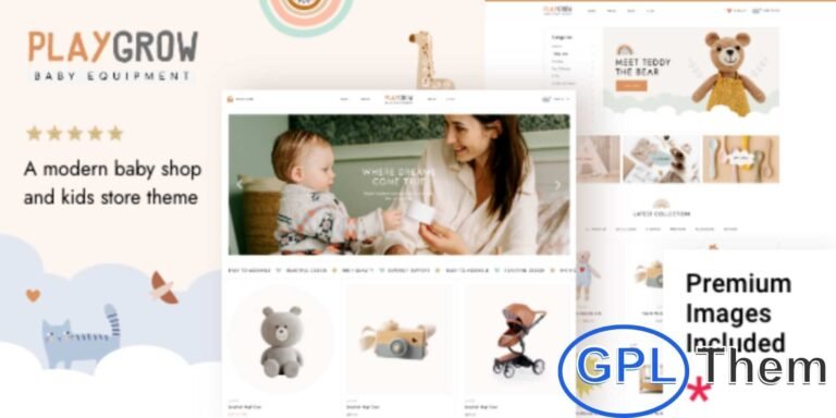 PlayGrow – Baby Shop & Kids Store WordPress Theme PlayGrow is a modern and beautifully designed WordPress theme tailored for baby shops and kids’ stores. Perfect for baby fashion, toys, children’s products, and kids’ eCommerce websites, this theme combines playful design with powerful functionality.