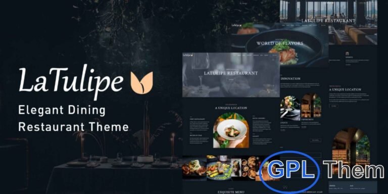 LaTulipe – Tasty Dining & Restaurant WordPress Theme LaTulipe is a modern WordPress theme perfect for restaurants, cafes, bars, bistros, pizzerias, and fine dining establishments. Its fresh, creative design is tailored to showcase menus, reservations, team members, galleries, and more.
