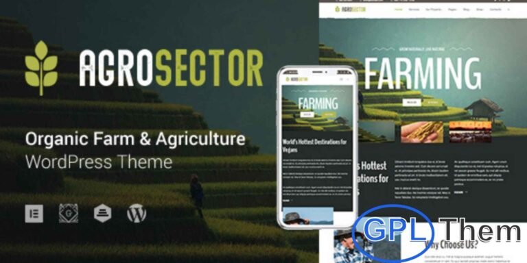 Agrosector – Agriculture & Organic Food WordPress Theme Agrosector is a modern WordPress theme built for the agricultural industry, farmers, and organic food businesses. Designed with clean layouts and attractive typography, it provides an engaging homepage that instantly captures visitor attention.