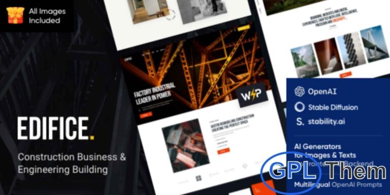 Edifice – Construction & Building WordPress Theme Edifice is a modern, responsive WordPress theme crafted for construction companies, engineering projects, and building services. Perfect for local handyman firms, plumbing agencies, roofing contractors, or renovation businesses, Edifice provides all the tools needed to create a professional online presence.