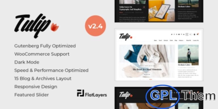 Tulip – Responsive WordPress Blog Theme Tulip is a clean, responsive WordPress theme designed for bloggers, photographers, artists, and creators. Its simple yet elegant design allows you to showcase photos, galleries, videos, and articles effortlessly.