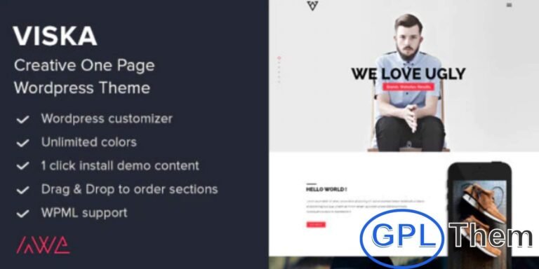 Viska – Creative One Page WordPress Theme Viska is a clean, modern, and fully responsive one-page WordPress theme designed to showcase portfolios and business websites in the best possible way. With its elegant design and powerful features, Viska makes it easy to create a visually stunning online portfolio or professional corporate site.
