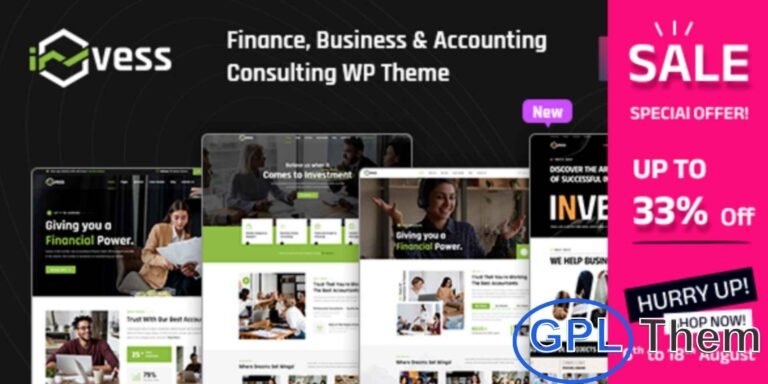 Invess – Accounting & Finance Consulting WordPress Theme Invess is a professional accounting and finance consulting WordPress theme designed for firms and businesses in finance, tax, loans, insurance, and business planning.