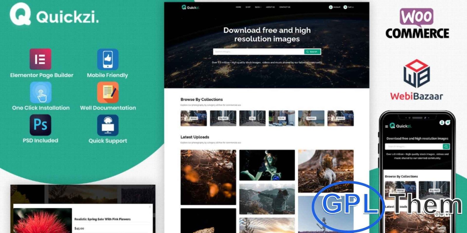 Quickzi – Creative Photography, Vectors & PSD Downloads WordPress Theme Quickzi – Photography, Vectors & PSD Downloads WordPress Theme Quickzi is a premium WordPress theme perfect for creating downloadable products websites. Designed for photo galleries, creative portfolios, art collections, painting sales, photography showcases, architecture studios, and handcrafted products, it offers a beautiful and unique layout.