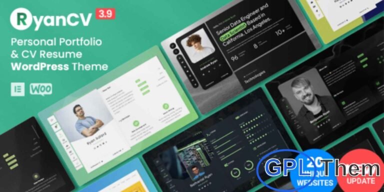 RyanCV – CV & Resume WordPress Theme RyanCV is a versatile WordPress theme designed for professionals including developers, designers, freelancers, writers, lawyers, musicians, photographers, and trainers to create online resumes, CVs, or personal portfolios.
