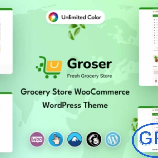 Groser – Grocery Store WooCommerce WordPress Theme Groser is a modern and fully responsive WooCommerce theme designed for grocery stores, supermarkets, and online food retailers. Built with Elementor Drag & Drop Page Builder, it allows fast and intuitive customization without coding.