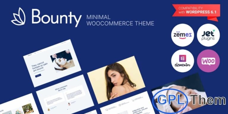 Bounty – Minimal WooCommerce Theme for Beauty Bounty is a sleek and modern WooCommerce WordPress theme designed for beauty shops, skincare brands, cosmetics stores, and wellness businesses. With its minimal and elegant design, this theme helps you showcase products in a stylish and user-friendly way.
