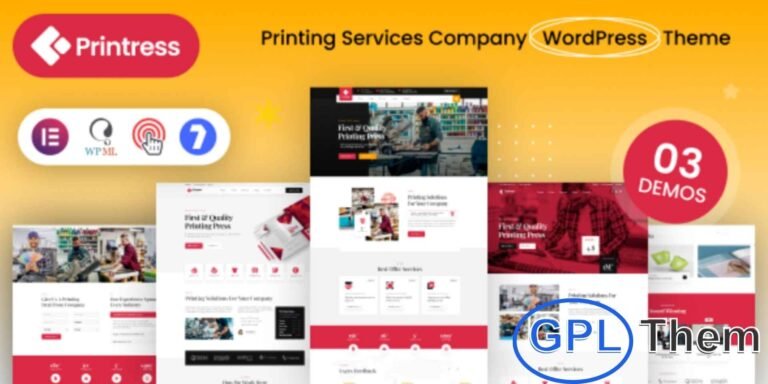 Printress – Printing Services Company WordPress Theme Printress is a modern and creative WordPress theme designed specifically for printing services companies.