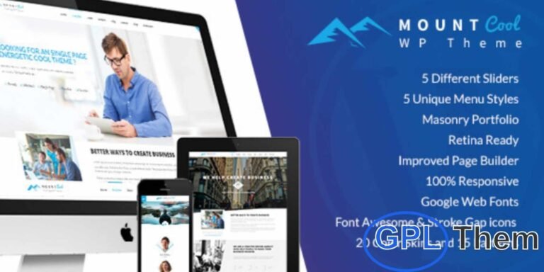 MountCool – Single Page Portfolio WordPress Theme MountCool is a sleek and fully responsive one-page WordPress theme designed for creative professionals and businesses. Perfect for photographers, freelancers, web design agencies, event promotions, fashion designers, and personal portfolios, it also includes a dedicated blog section to showcase updates and news.