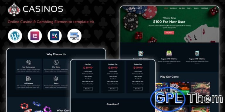 Casinos – Casino & Gambling WordPress Theme Casinos is a modern casino and gambling WordPress theme designed to give your business a professional and engaging online presence. Perfect for gambling websites, poker casinos, online lottery platforms, and sports betting companies, this theme offers a stylish layout with all the features you need to attract players and grow your brand.