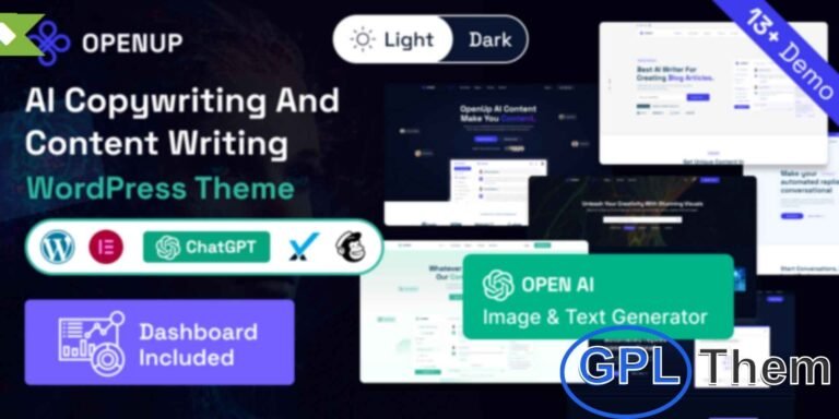 OpenUp – AI Content Writer & AI Application WordPress Theme OpenUp is a modern and versatile AI WordPress theme built for AI content writing, copywriting, and content generator websites.
