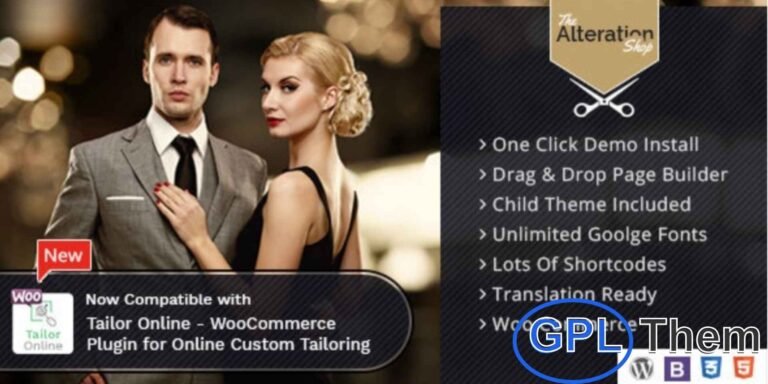 Alteration Shop – WooCommerce WordPress Theme for Tailors Alteration Shop is a modern and stylish WordPress WooCommerce theme designed specifically for tailors, fashion designers, and businesses in the garment industry.