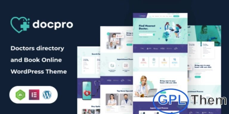 DocPro – Doctors Directory WordPress Theme DocPro is a professional WordPress theme designed for creating comprehensive medical directories. Built with Elementor and the DocPro plugin, it allows you to set up a fully functional doctors’ directory website with just a single click.