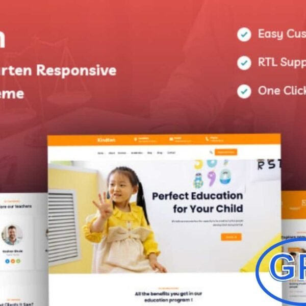 Kindten – Child Kindergarten Responsive WordPress Theme Kindten is a beautifully designed responsive WordPress theme perfect for kindergartens, preschools, daycare centers, and child care services. With its clean and engaging design, it helps you showcase educational programs, services, and facilities in the best way possible.