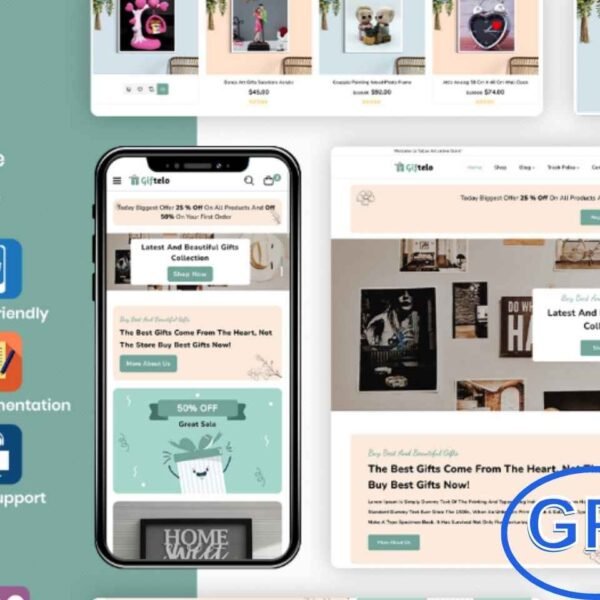 Giftelo – Handmade Gift & Photo Art Elementor WooCommerce Theme Giftelo is a stylish and fully responsive WooCommerce WordPress theme crafted for gift shops, handmade stores, and photo art businesses.