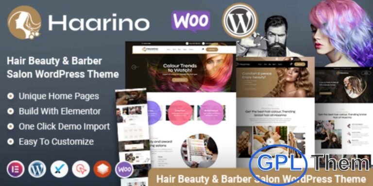 Haarino – Hair Beauty Salon & Barber Shop WordPress Theme Haarino is a stylish and modern WordPress theme crafted for hair salons, barber shops, beauty studios, spas, makeup artists, and stylist businesses.