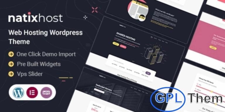 Natix – Web Hosting WordPress Theme Natix is a premium WordPress theme designed specifically for web hosting companies, cloud services, and IT businesses. Built with Bootstrap 4, it includes essential features like a domain checker, VPS slider, and customizable hosting plans.