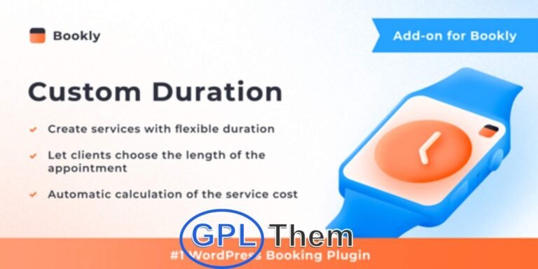Bookly Custom Duration – Let Clients Choose Appointment Length The Bookly Custom Duration add-on empowers your clients to select how long they want their appointment to be. Whether they need an extended meeting, a longer consultation, or extra time in a conference room, this add-on offers flexible booking options beyond the default service duration.