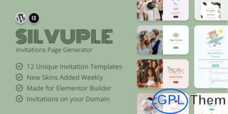 Silvuple – Online Invitations Maker Addon for Elementor Create stunning digital invitations effortlessly with Silvuple, the ultimate RSVP and invitation builder for Elementor. Designed to elevate your event planning, Silvuple offers limitless customization, beautiful templates, and seamless deployment.