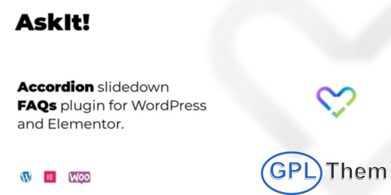 AskIt – Easy FAQ Plugin for WordPress & Elementor AskIt is a clean and user-friendly Frequently Asked Questions (FAQ) plugin designed for WordPress and Elementor. With support for unlimited FAQs and category-based organization, you can display tailored FAQ sections across different pages or posts.