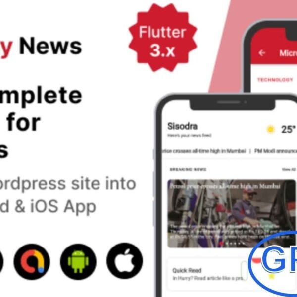 MightyNews – Flutter News App with WordPress Backend Integration MightyNews is a powerful Flutter-based news app that seamlessly connects with your WordPress website, allowing you to deliver news content to mobile users with a sleek, modern interface. Ideal for bloggers, publishers, and news portals, this solution ensures your articles and updates are accessible anytime, anywhere.