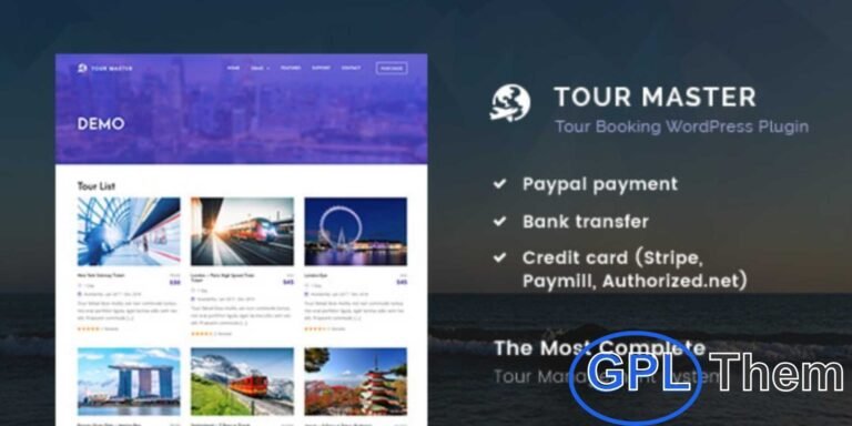 Tour Master – Complete Tour, Travel & Hotel Booking Plugin for WordPress All-in-One Booking Solution for Travel Agencies, Hotels & Tour Operators Tour Master is a premium WordPress plugin designed for tour operators, travel agencies, hotel bookings, and transportation services.