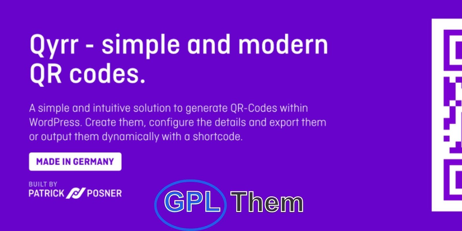 Qyrr – Simply and modern QR-Code Creation Qyrr – Simple and Modern QR Code Generator for WordPress Create Custom QR Codes for URLs, Contacts, Messages & More Qyrr is a sleek and user-friendly QR code generator plugin for WordPress that allows you to create QR codes directly from your admin dashboard. Generate QR codes for URLs, plain text, WhatsApp and SMS messages, email addresses, phone numbers, vCards, and more in just a few clicks.