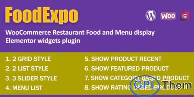 FoodExpo – Restaurant Menu Display Plugin for WooCommerce & Elementor FoodExpo is a powerful Elementor widgets plugin designed for restaurants, cafes, and food businesses using WooCommerce. Seamlessly integrated with the Elementor page builder, it allows you to showcase your food menu, daily specials, and featured dishes in a visually appealing and fully customizable layout.