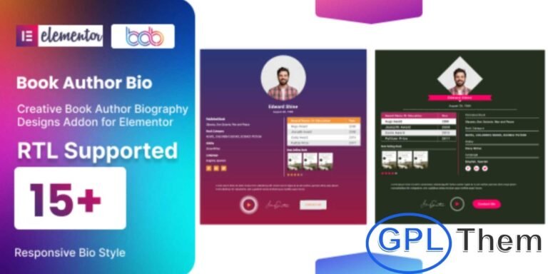 Book Author Bio for Elementor – Showcase Author Profiles in Style Book Author Bio is a lightweight and easy-to-use WordPress plugin built for Elementor, allowing you to display stunning author biographies on your website with no coding required. Choose from 15+ unique preset styles to highlight author details in a clean and engaging layout.