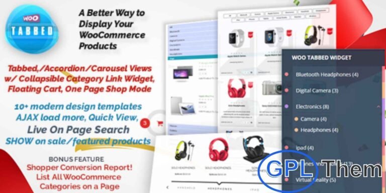 WooCommerce Tabbed Category Product Listing – Pro Showcase Products by Category with Tabs, Accordions, or Carousels WooCommerce Tabbed Category Product Listing – Pro is a powerful plugin that allows you to display your products by category in an organized, user-friendly layout.