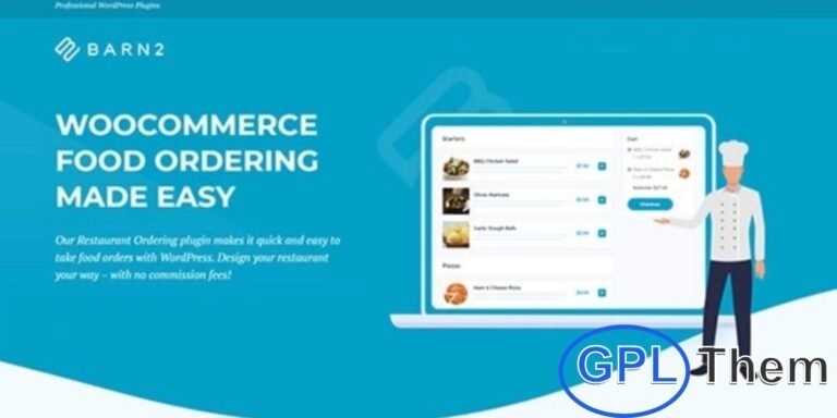 Barn2 Media WooCommerce Restaurant Ordering – Fast & Flexible Food Ordering Plugin The WooCommerce Restaurant Ordering plugin by Barn2 Media makes it simple to accept food orders directly through your WordPress site—no commission fees required.