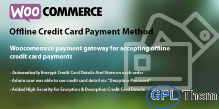 Offline Credit Card Payment Method – WooCommerce Plugin The Offline Credit Card Payment Method for WooCommerce lets your customers securely submit their credit card details directly on your website, enabling you to process payments manually. Ideal for businesses preferring offline or delayed processing, this plugin ensures that all credit card data is stored in a highly encrypted format for maximum security.