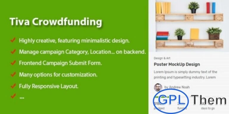 Tiva Crowdfunding – Complete WordPress Crowdfunding & Fundraising Plugin Tiva Crowdfunding is a powerful all-in-one WordPress plugin designed to help you launch a fully functional crowdfunding or fundraising platform, similar to Kickstarter. Whether you're supporting creative ideas, charitable causes, or startup ventures, Tiva Crowdfunding gives you everything you need to manage and showcase campaigns seamlessly.