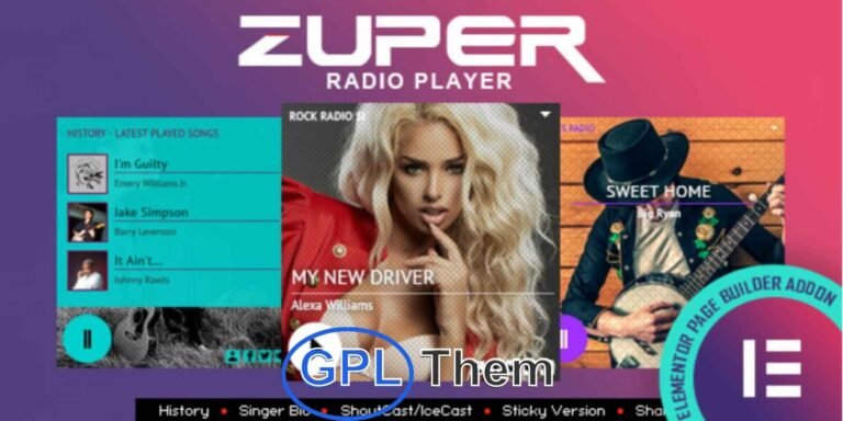 Zuper – Shoutcast & Icecast Radio Player with History for Elementor Stream Live Radio with Style Using This Powerful Elementor Addon Zuper is a feature-rich Elementor widget addon that lets you embed a sleek and responsive radio player on your WordPress site.