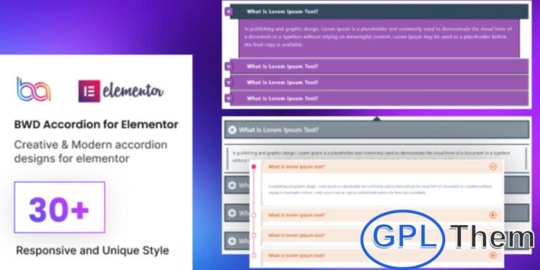 BWD Accordion Addon for Elementor – Create Stylish FAQ & Toggle Sections The BWD Accordion Addon for Elementor is a versatile WordPress plugin that lets you easily create engaging FAQ, Toggle, and Client Questions sections on your website. Designed to enhance user experience and content organization, this addon offers nearly 30 unique accordion styles with over 100 more designs coming soon.