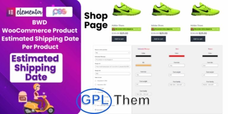 BWD Product Estimated Shipping Date Plugin for WooCommerce Show Accurate Shipping Dates and Enhance Customer Confidence Boost your WooCommerce store with the BWD Product Estimated Shipping Date Plugin. Display clear, real-time estimated shipping dates on product pages to build trust and reduce customer uncertainty.