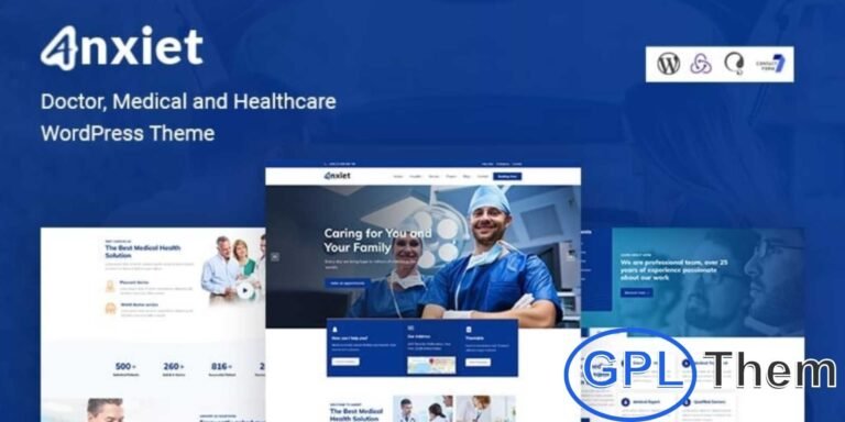 Anxiet – Doctor, Medical & Healthcare WordPress Theme Anxiet is a professional and responsive WordPress theme designed for doctors, clinics, hospitals, and healthcare websites. With powerful customization options and flexible layouts, it allows you to build a fully functional medical website with ease.