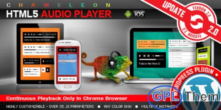 HTML Audio Player – WordPress Plugin The HTML Audio Player WordPress Plugin offers a fully customizable and mobile-friendly audio playback experience. Choose from black or white prebuilt controllers or personalize the color scheme for elements like the player background, volume slider, timer, buffer, seek bar, playlist, and more.