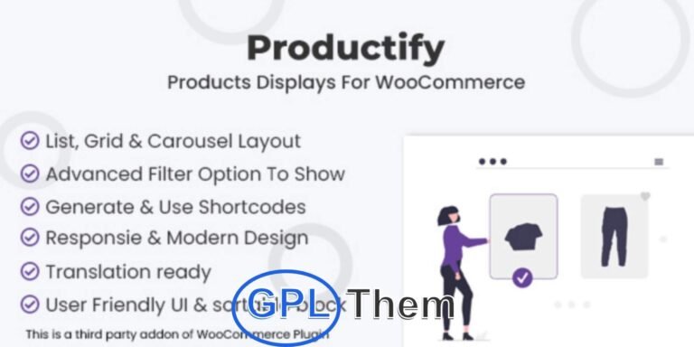 Productify – Advanced Product Displays for WooCommerce Productify – Products Displays for WooCommerce is a powerful addon that enhances your online store with visually appealing and highly functional product layouts.