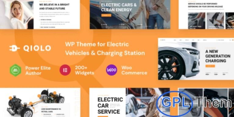 Qiolo – Vehicle & EV Charging WordPress Theme Qiolo is a modern and responsive WordPress theme designed for electric vehicle (EV) charging stations, automotive services, and sustainable mobility businesses.