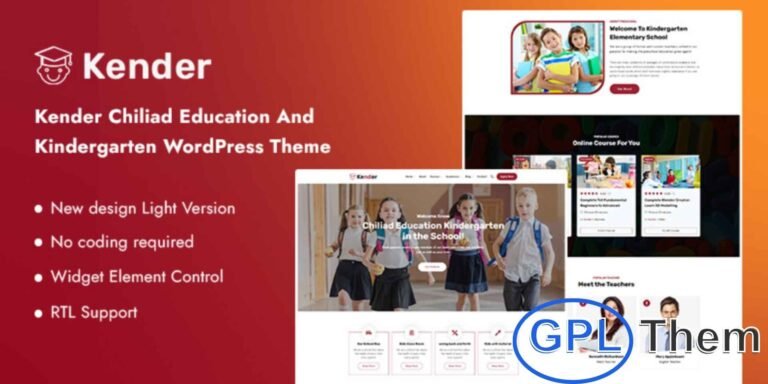 Kender – Education & Kindergarten WordPress Theme Kender is a premium WordPress theme specially designed for child education, kindergartens, and preschool websites. With its modern and colorful design, Kender offers a fully responsive layout that looks perfect on all devices, from desktops to smartphones.